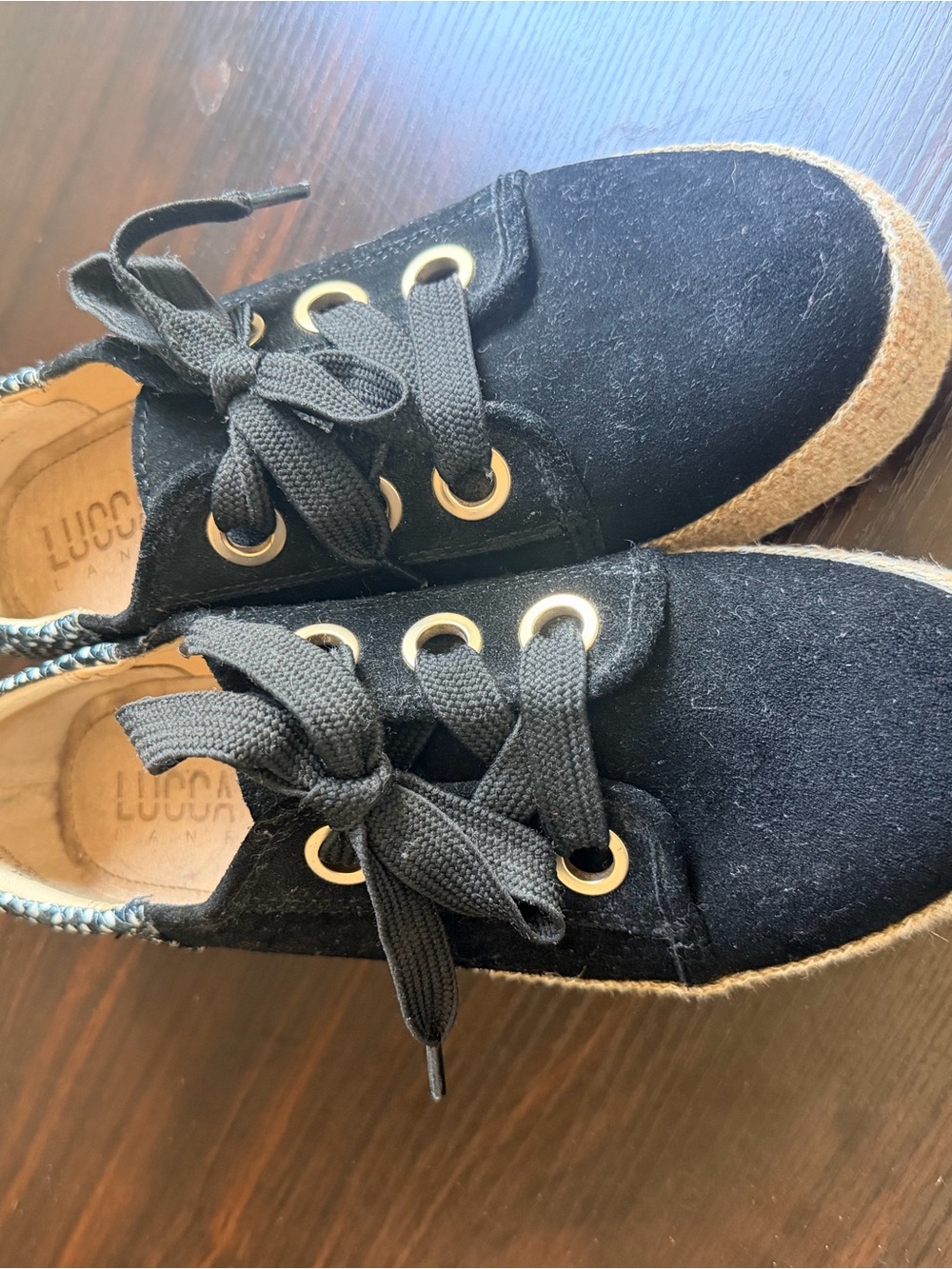 Black Espadrille-Trim Women's Sneakers